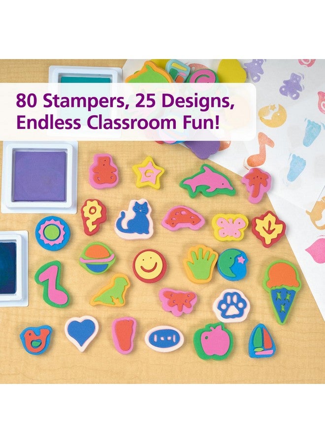 Colorations Mega Foam Stamper Mix, Bulk, Value Pack, 80 Stamps, 25 Assorted designs, EVA Foam, for Kids, Arts & Crafts, Educational, Gift, Non-Toxic, Learning, Stamping - Image 4