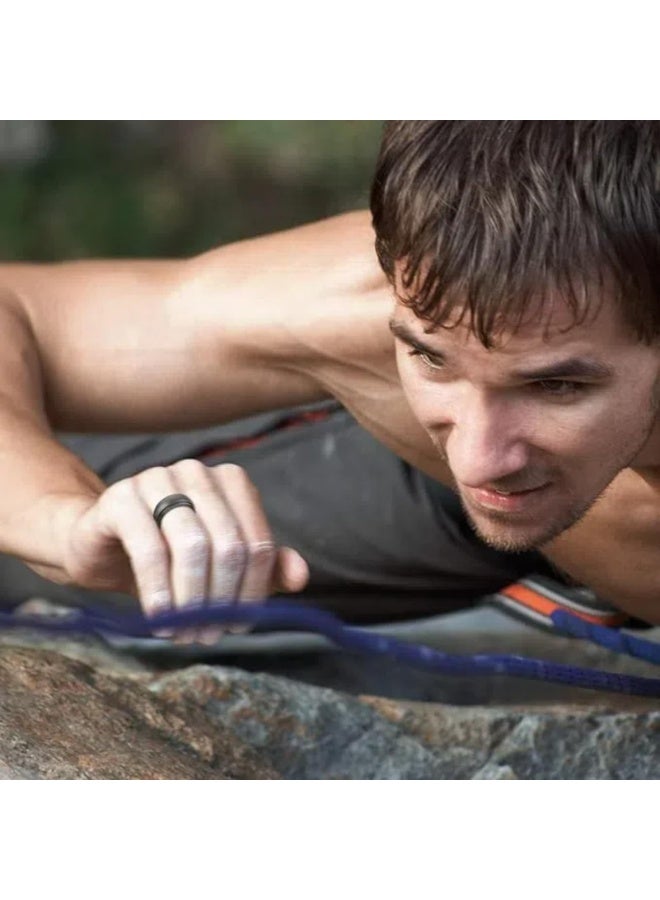 Beauenty Silicone Ring for Men Flat Top Angled Edge Two Layer Rubber Wedding Bands Silicone Rubber Wedding Rings Bands - Image 4