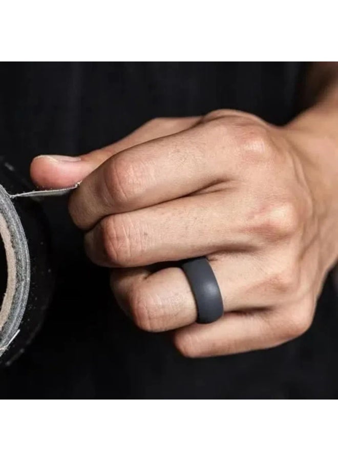 Beauenty Silicone Ring for Men Flat Top Angled Edge Two Layer Rubber Wedding Bands Silicone Rubber Wedding Rings Bands - Image 3