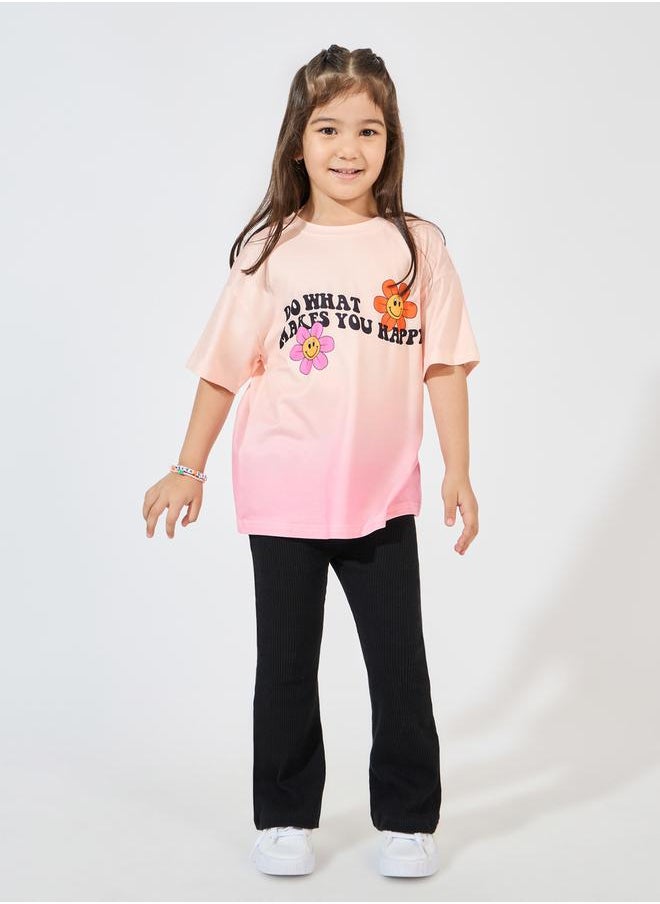 Styli Oversized Tie Dye Slogan Print T-Shirt  - Image 2