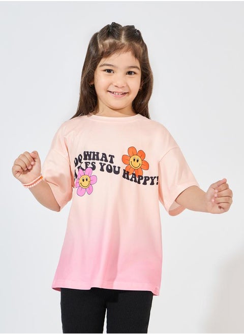 Oversized Tie Dye Slogan Print T-Shirt