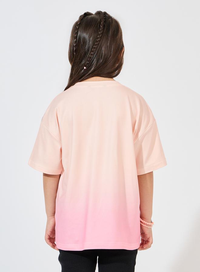 ستايلي تيشيرت فضفاض مطبع بطبعة كتابة - Image 4