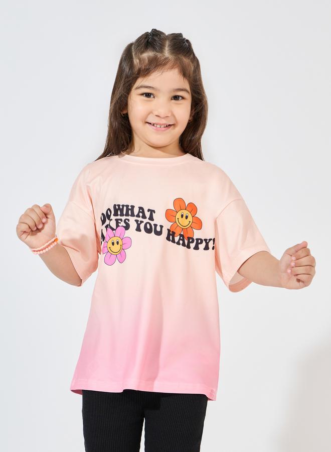 ستايلي تيشيرت فضفاض مطبع بطبعة كتابة - Image 1