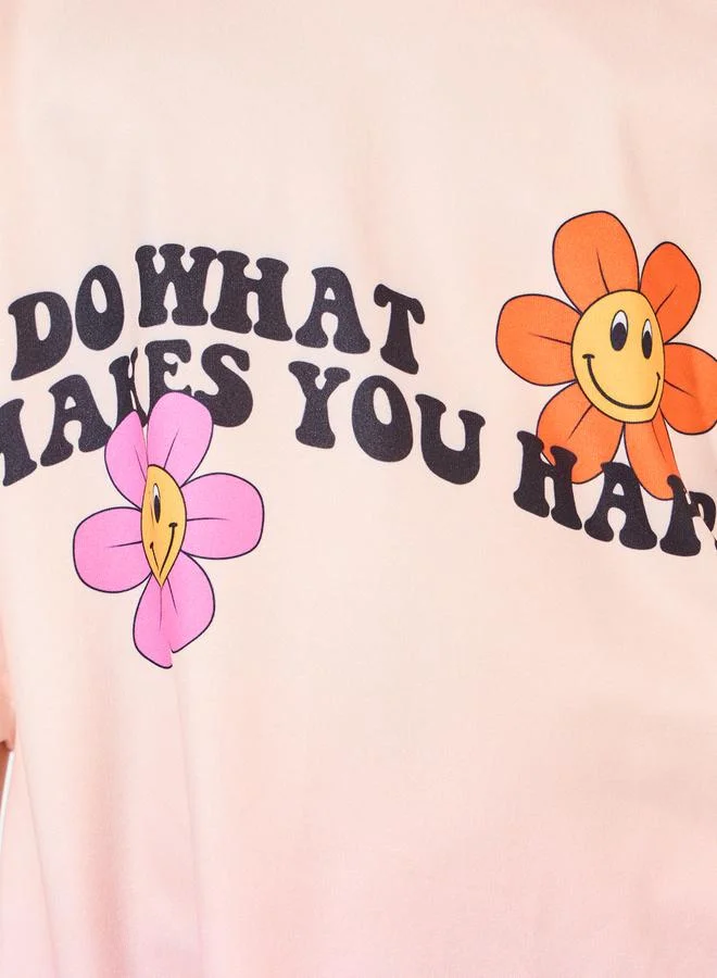 Styli Oversized Tie Dye Slogan Print T-Shirt