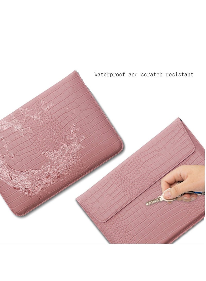 Luckam Laptop Sleeve, Crocodile Grain PU Leather Flap Style Case Bag, Compatible with MacBook Pro, 13 inch Notebook, for MacBook Air 13.6 inch 2022 M2 A2681 Air 13" A2337 M1 A2179 A1932 2021-2018 - Image 4