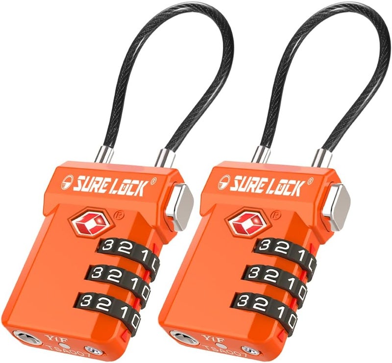 SURE LOCK TSA Approved 3-Digit Combination Luggage Locks – Open Alert Indicator, Re-settable Code with Zinc Alloy Body, Easy-Read Dials for Suitcase, Backpack, Gym Locker & Toolbox (Multiple Colors) - Image 1