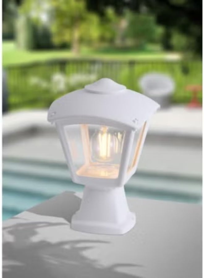 مصباح إضاءة خارجي للحدود/عمود الحديقة – 1 × تركيب E27 (جسم أبيض)
