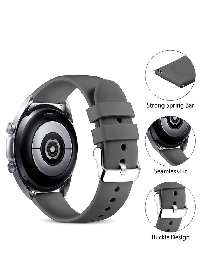 Captaintech Compatible with Samsung Galaxy Watch 3 Band 45mm/Galaxy Watch 46mm/Gear S3 Frontier, 22mm Quick Release Silicone Watch Bands for Women Men 3 Pack of Black/Dark Blue/Space Gray Large - Image 3