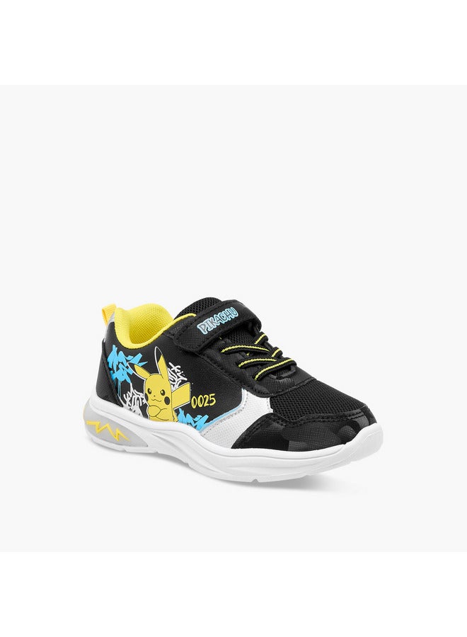 Pokemon Boys Printed Light-Up Sneakers with Hook and Loop Closure - Image 2