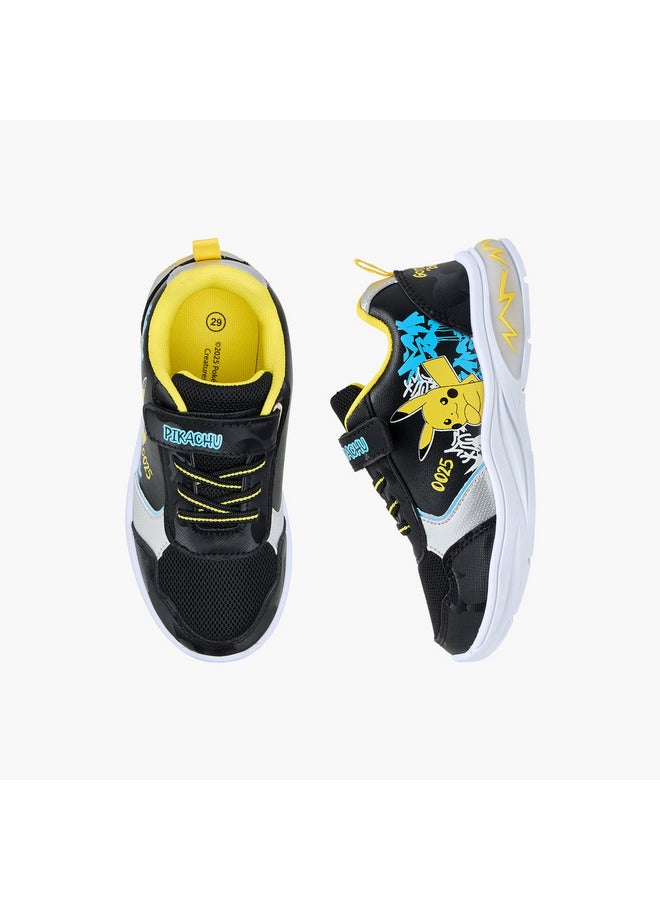 Pokemon Boys Printed Light-Up Sneakers with Hook and Loop Closure - Image 1