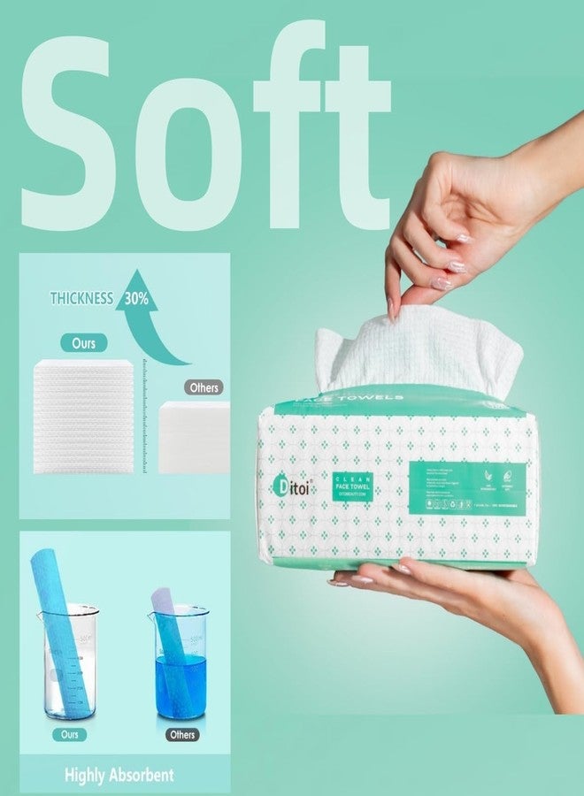Ditoi Disposable Face Towels,Ultra Soft &Thick Face Dry Wipes for Makeup Removal,Viscose Fiber Facial Coths for Women Daily Cleansing, Skincare,60 Count - Image 2