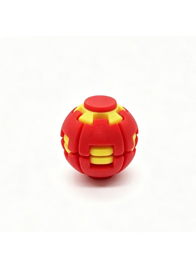 Red press to Spin Fidget Ball, 3D Printed Rotating Stress Relief Spinner Toy, Pocket Size Sensory Desk Fidget Toy for Adults Teens, Anxiety Relief Focus Gadget,  Red  Portable Fidget Gift - Image 1