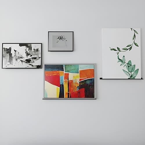 Spillbox Metal Photo Frame Stand for Wall Mount | Floating Shelf | Display for Photos, Artwork | Modern Picture Ledge | Home, Kitchen, Living Room & Office Wall Decoration Shelf- Set of 3 (Black) - Image 2