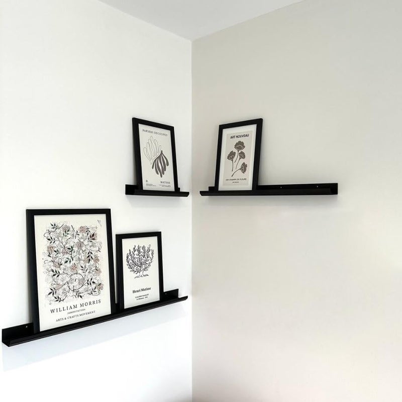 Spillbox Metal Photo Frame Stand for Wall Mount | Floating Shelf | Display for Photos, Artwork | Modern Picture Ledge | Home, Kitchen, Living Room & Office Wall Decoration Shelf- Set of 3 (Black) - Image 5