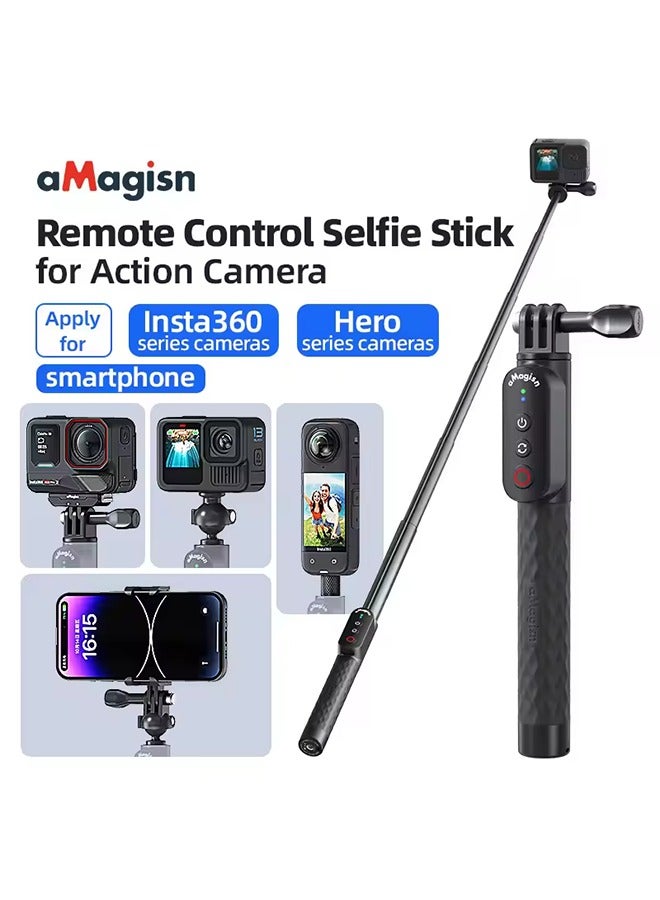 aMagisn aMagisn 1m Extendable Monopod Remote Control Waterproof Selfie Stick for Mobile Phone Gopro 13 12 11 Insta360 X4 X3 Ace AcePro - Image 1