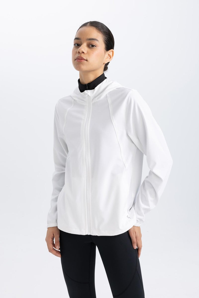 DeFacto White Woman DeFactoFit Water Repellent Slim Fit Hooded Mesh Lined Raincoat Casual - Image 2