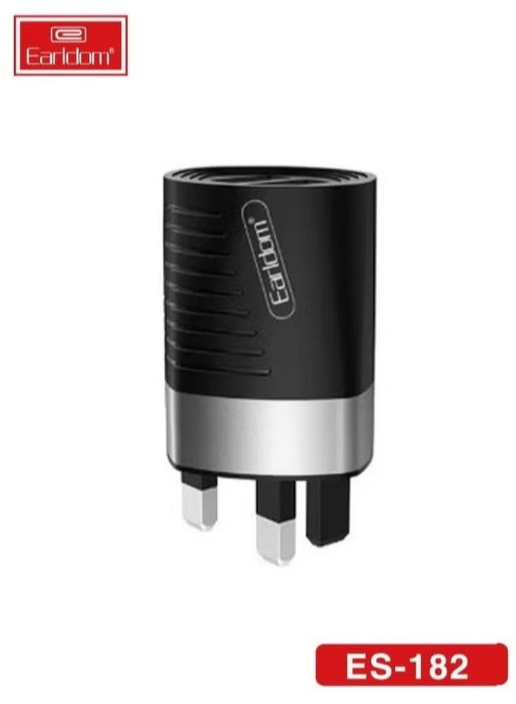 Earldom ES-182 High-Speed 2.4A Dual USB Smart Charger with Type-C Port, Fast Charging Power Adapter for Phones, Tablets, and USB Devices, Compact & Lightweight Design for Home, Office, and Travel with Universal Safe Charging Compatibility - Image 2