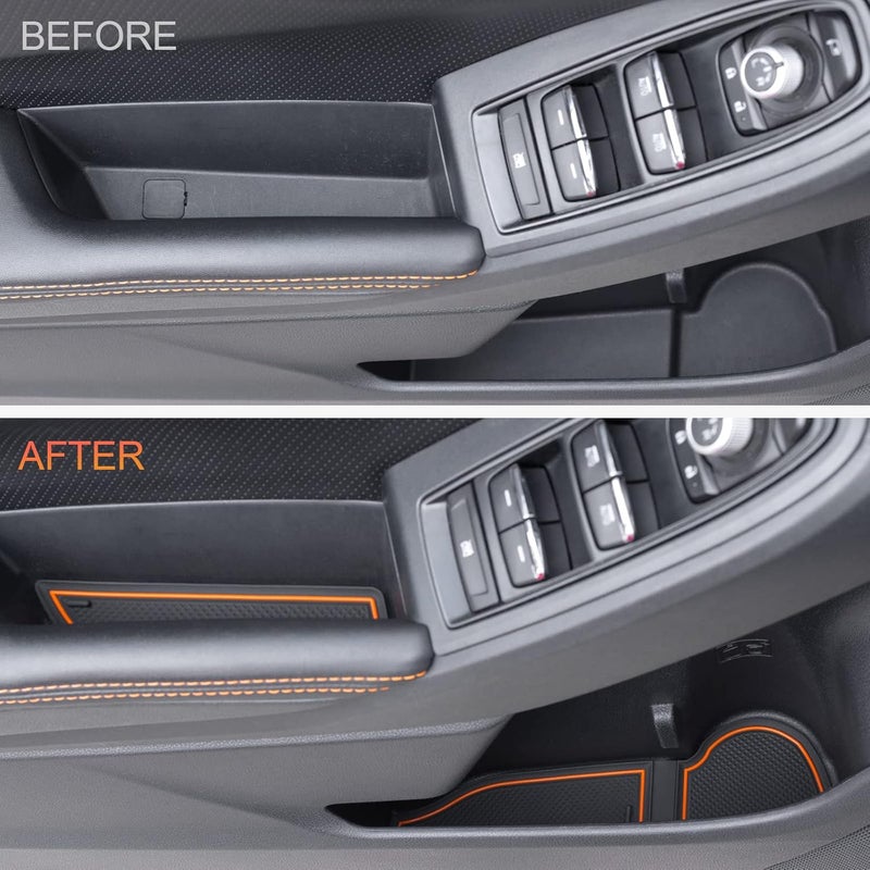 JKCOVER No-Slip Cup Holder Insert Mats for 2018-2023 Crosstrek/Impreza - 15PCS Flexible Rubber (Orange) - Image 3