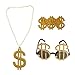 KODORIA 3pcs Golden Dollar Sign Money Pendant Necklace Glasses Ring Mens Funny Pimp Gangster Rapper Fancy Costume Prop - Image 3