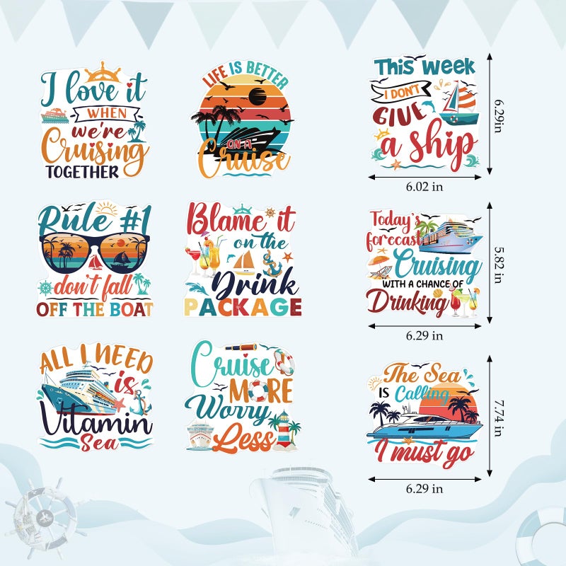 Dazoratix Retro Cruise Door Decorations - 9 Pcs Large Ship Cabin Anchor Magnetic Essentials Funny Magnets Stickers Stateroom Decals for Summer Carnival Party Holiday Accessories Refrigerator Car Decor - Image 5