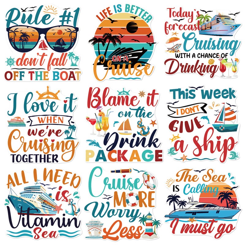 Dazoratix Retro Cruise Door Decorations - 9 Pcs Large Ship Cabin Anchor Magnetic Essentials Funny Magnets Stickers Stateroom Decals for Summer Carnival Party Holiday Accessories Refrigerator Car Decor - Image 1