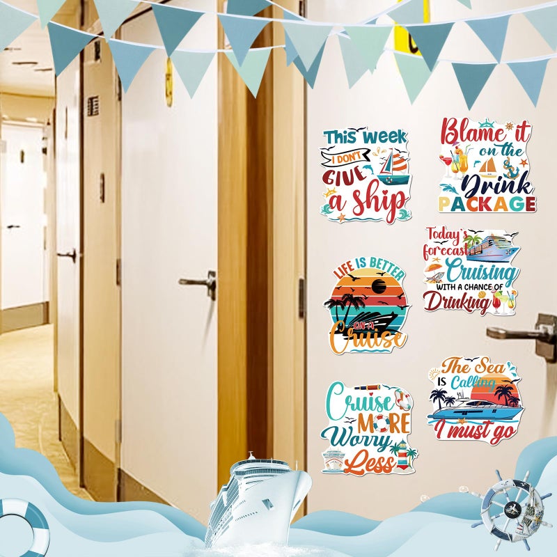 Dazoratix Retro Cruise Door Decorations - 9 Pcs Large Ship Cabin Anchor Magnetic Essentials Funny Magnets Stickers Stateroom Decals for Summer Carnival Party Holiday Accessories Refrigerator Car Decor - Image 3