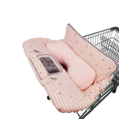 DODO NICI Shopping Cart Cover for Baby/Toddler 2-in-1 High Chair Cover, Easy Attach & Remove, with Cellphone Holder, Pink Strip Star - Image 3