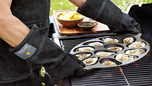 Outset 76604 Leather One-Size Grill Gloves, 15 inch, Black - Image 2