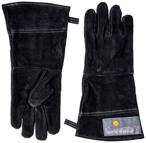 Outset 76604 Leather One-Size Grill Gloves, 15 inch, Black - Image 1