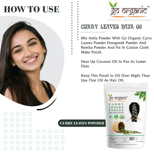 Go Organic Curry Leaves Powder Curry Leaves To Grow Long, Strong And Shiny Hair (200 Grm) - Image 4