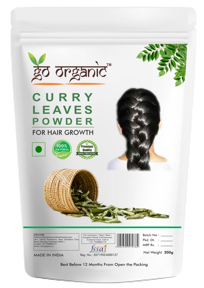 Go Organic Curry Leaves Powder Curry Leaves To Grow Long, Strong And Shiny Hair (200 Grm) - Image 1