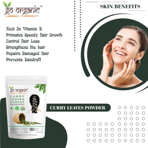 Go Organic Curry Leaves Powder Curry Leaves To Grow Long, Strong And Shiny Hair (200 Grm) - Image 3