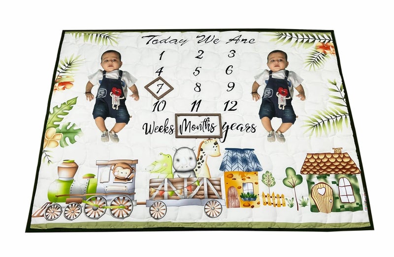 NEW COMERS Milestone Baby Blanket for All Season Multiuse Cotton Blanket Prop for SummerWinterAc Room Blankets for KidsNew Born Monthly Photoshoot Thread Count 80153 135x115x2cm 511