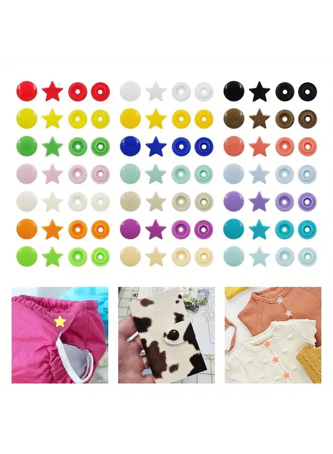25 Sets T5 Plastic Buckle Press Buttons Star Snap Fasteners Color B46 For DIY Craft Sewing Bag Garment - Image 1