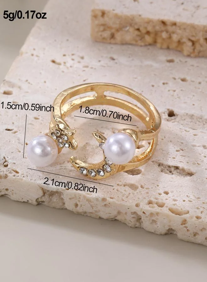 Take Two  Rhinestone Faux Pearl Embellished Ring for Women | Best Price UAE