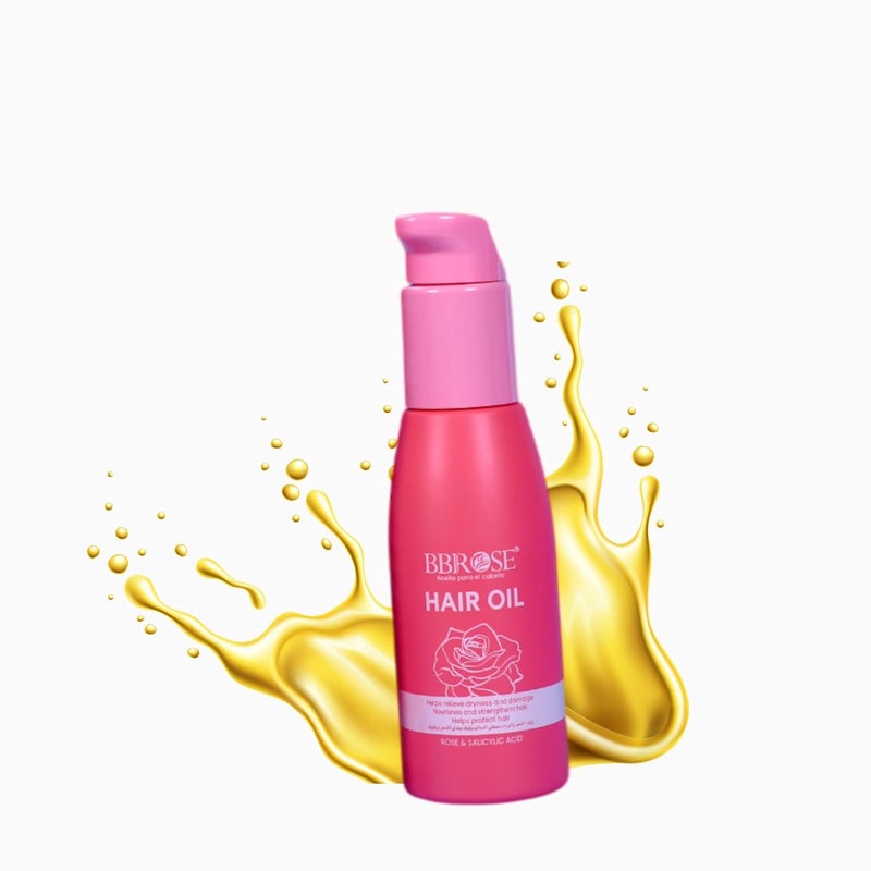 Rose Hair Oil 100ml – Nourishing, Hydrating & Strengthening Hair Treatment for All Hair Types, Enriched with Natural Rose Extracts, Promotes Hair Growth & Adds Shine