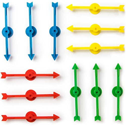 Brybelly 12Pack of Arrow Game Spinners in 4 Rainbow Colors 3 Arrows Per Color Assorted Set of 4inch Plastic Spinner Game Pieces for DIY Board Games Replacement Pieces Projects Classroom Activities - Image 1