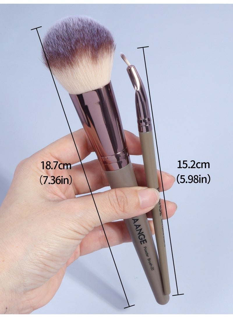 MAANGE مجموعة فرش المكياج مع حقائب قماشية، 30 قطعة فرش مكياج احترافية، فرش أساس، ظلال عيون، فرش أحمر خدود، مجموعة فرش مكياج للسفر (بني) - Image 4