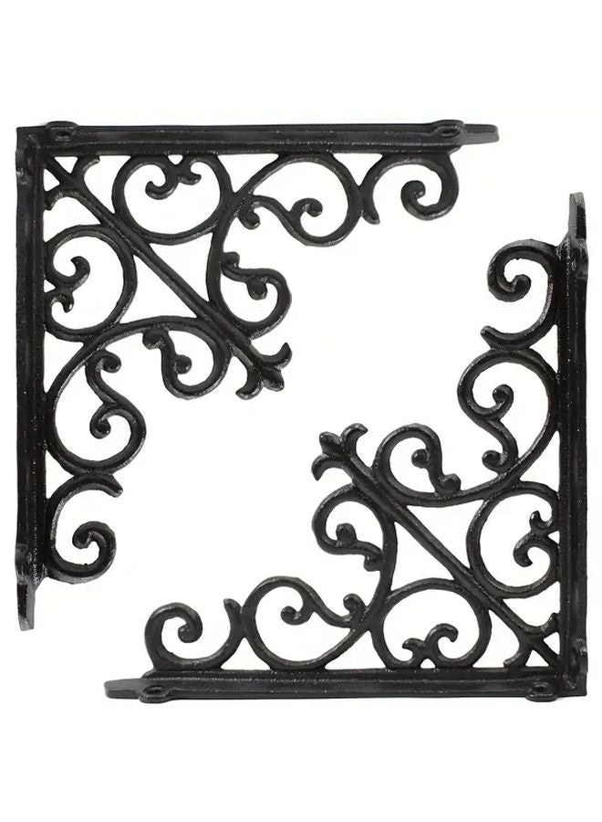 2pcs Vintage Cast Iron Corner Shelf Bracket Heavy Duty 12cm Rustic Patio Home Storage - Image 2
