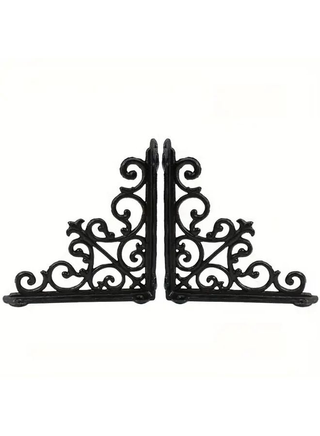 2pcs Vintage Cast Iron Corner Shelf Bracket Heavy Duty 12cm Rustic Patio Home Storage - Image 3