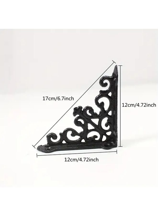 2pcs Vintage Cast Iron Corner Shelf Bracket Heavy Duty 12cm Rustic Patio Home Storage - Image 5