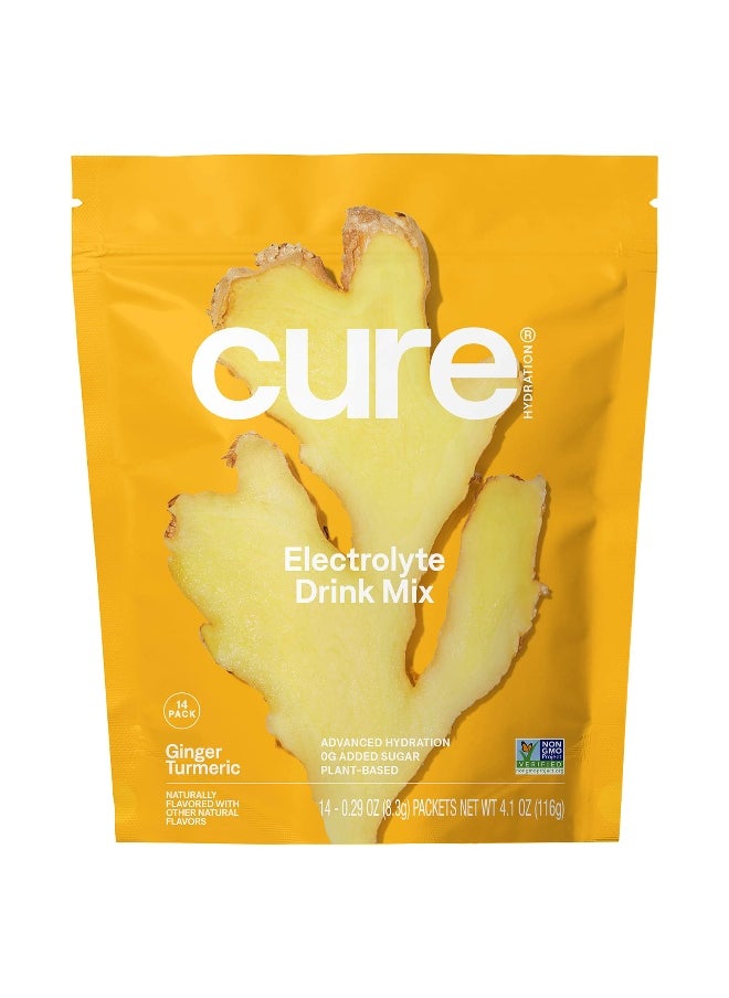 Cure Hydration Cure Hydration, Hydrating Electrolyte Mix, Ginger Turmeric, 14 Packets, 0.29 oz (8.3 g) Each  - Image 1