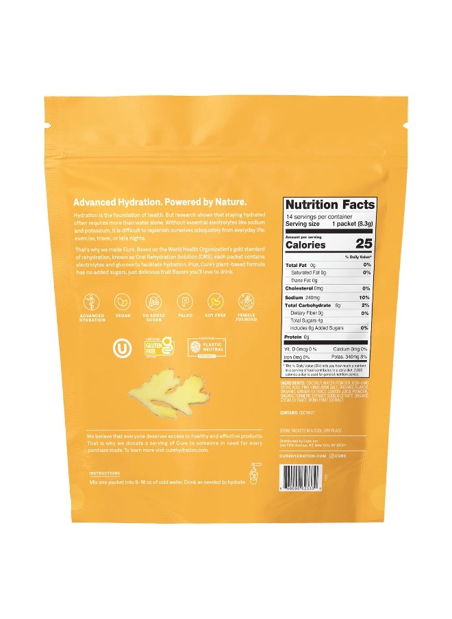 Cure Hydration Cure Hydration, Hydrating Electrolyte Mix, Ginger Turmeric, 14 Packets, 0.29 oz (8.3 g) Each  - Image 2