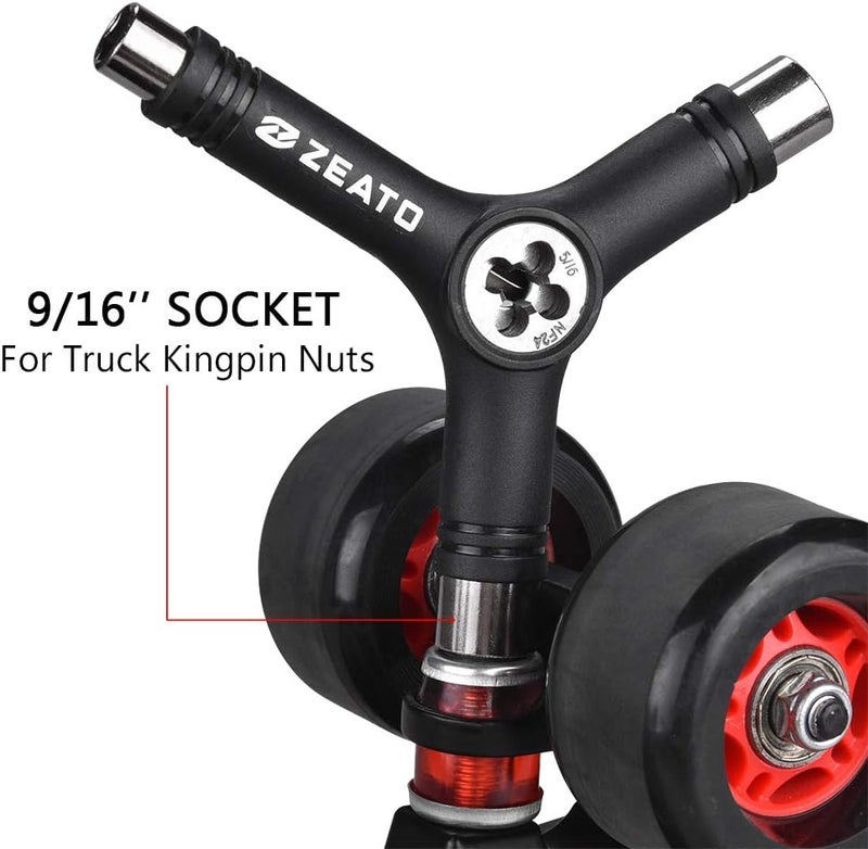 Zeato All-in-One Skate Tools Multi-Function Portable Skateboard T Tool Accessory with T-Type Allen Key and L-Type Phillips Head Wrench Screwdriver - Image 3