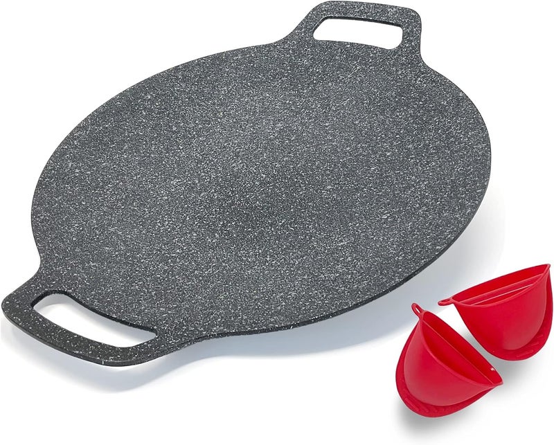 Saltlas Korean Style BBQ Grill Pan for Stove Top, Camping and IH, 13" Round Griddle With Double Bottom, Non-stick Coating Frying Pan - Image 1