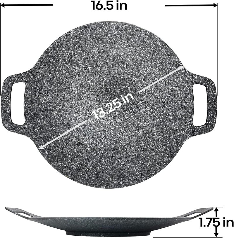 Saltlas Korean Style BBQ Grill Pan for Stove Top, Camping and IH, 13" Round Griddle With Double Bottom, Non-stick Coating Frying Pan - Image 3