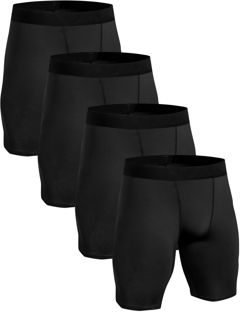 HovSiyla 4 Pack Compression Workout Shorts Men Performance Sports Baselayer Athletic Running Shorts Underwear Spandex Black Large - Image 1