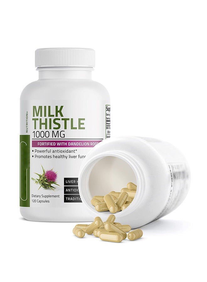Milk Silymarin Milk Thistle Extract 1000mg 120 Veg Capsules - Image 1