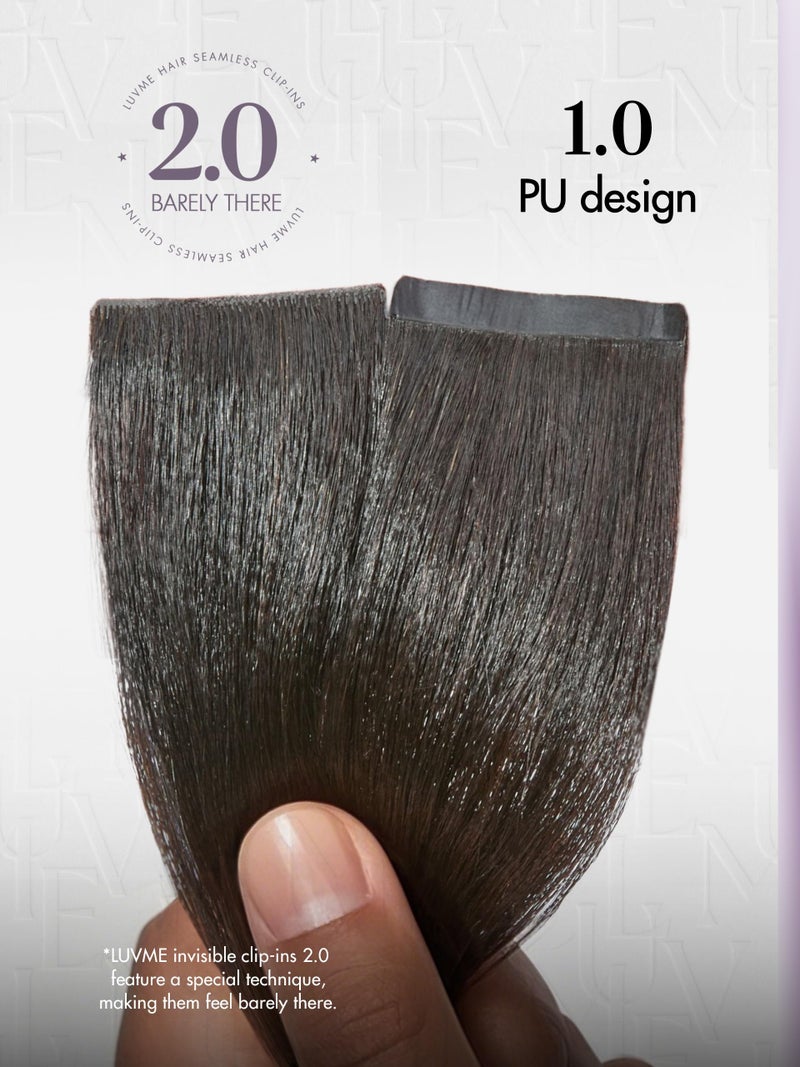 LUVME Invisible Yaki Straight Clip in Hair Extensions Real Human Hair for Women, 14 Inch 110g 6Pcs, Remy Hair Clip Ins, Invisible Clip Ins for Daily Wear & Special Occasions - Image 3