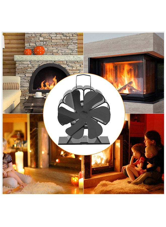 6 Blades Heat Powered Stove Fan Silent Fireplace Fan Quickly Warm Air Stove Fan Non-Electric Firepace Fan for Log/Gas/Pallet/Wood Burning/Indoor/Outdoor/Camping Stoves